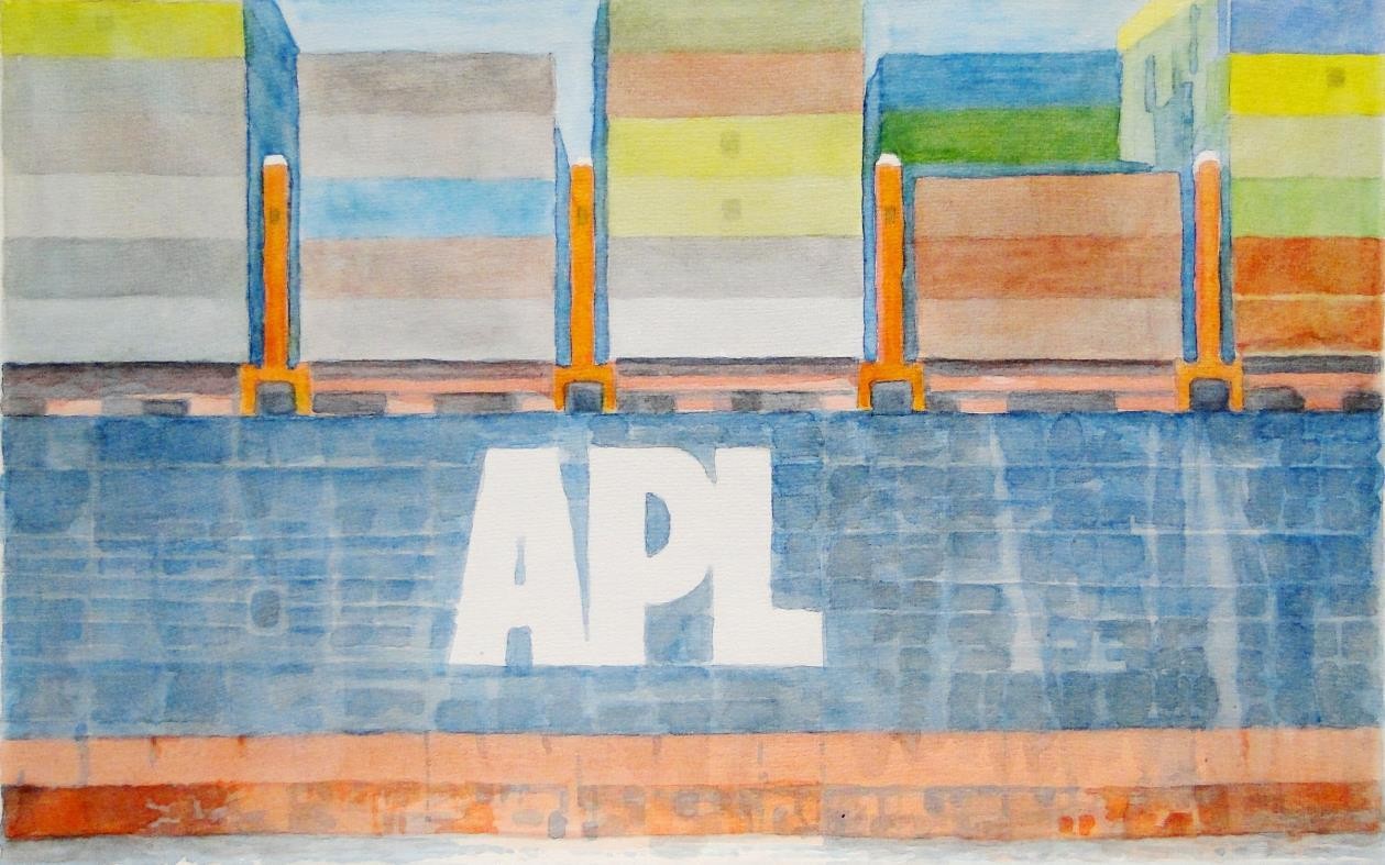 APL, Akvarel, papier, 2016, 35 x 57 cm