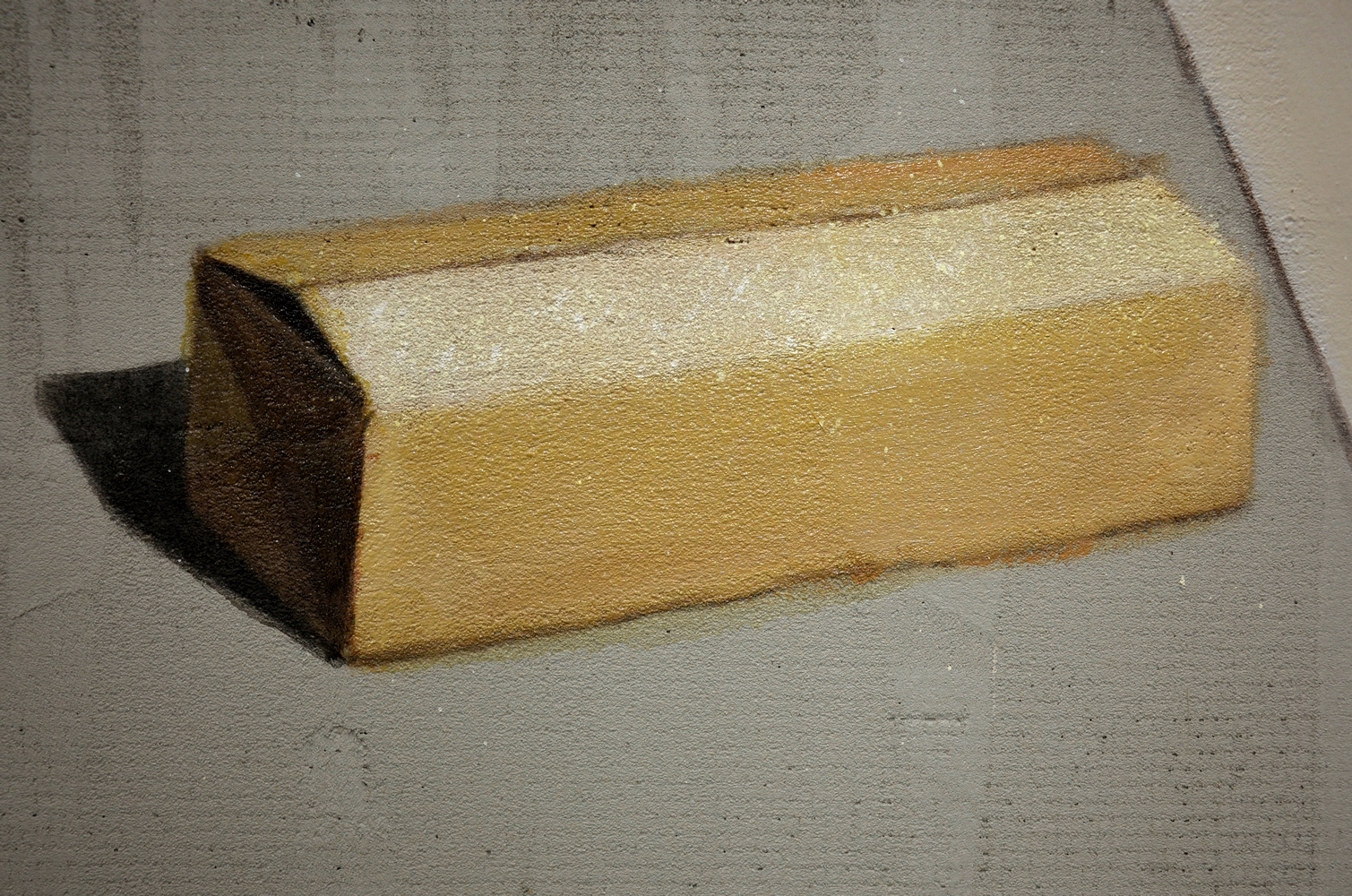 (Rastislav Podhorský - Eastern wall (detail), 2017-2018, Acrylic, cement, shellac on hardened polystyrene, 220 x 125 cm, Courtesy Gandy gallery)