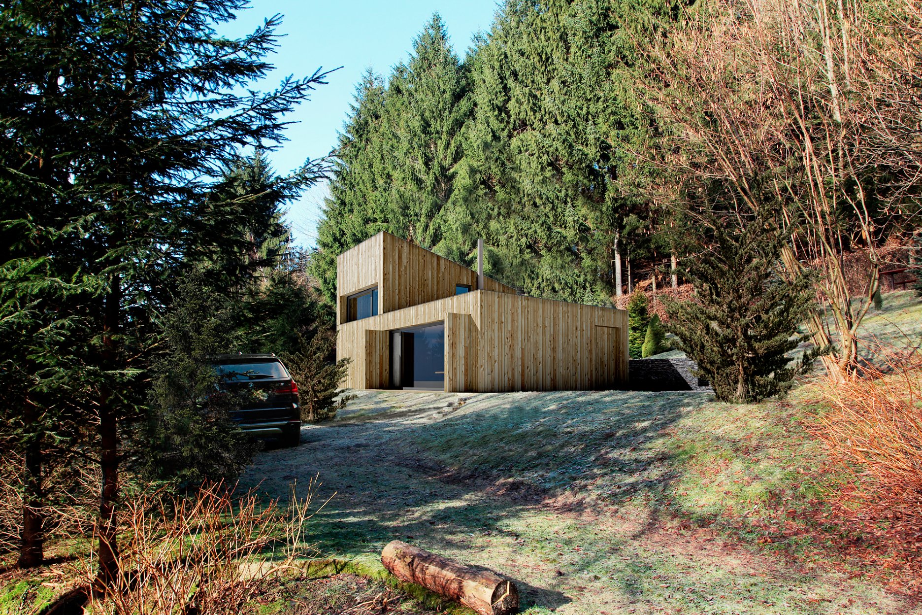 Pohľad zo vstupu na pozemok