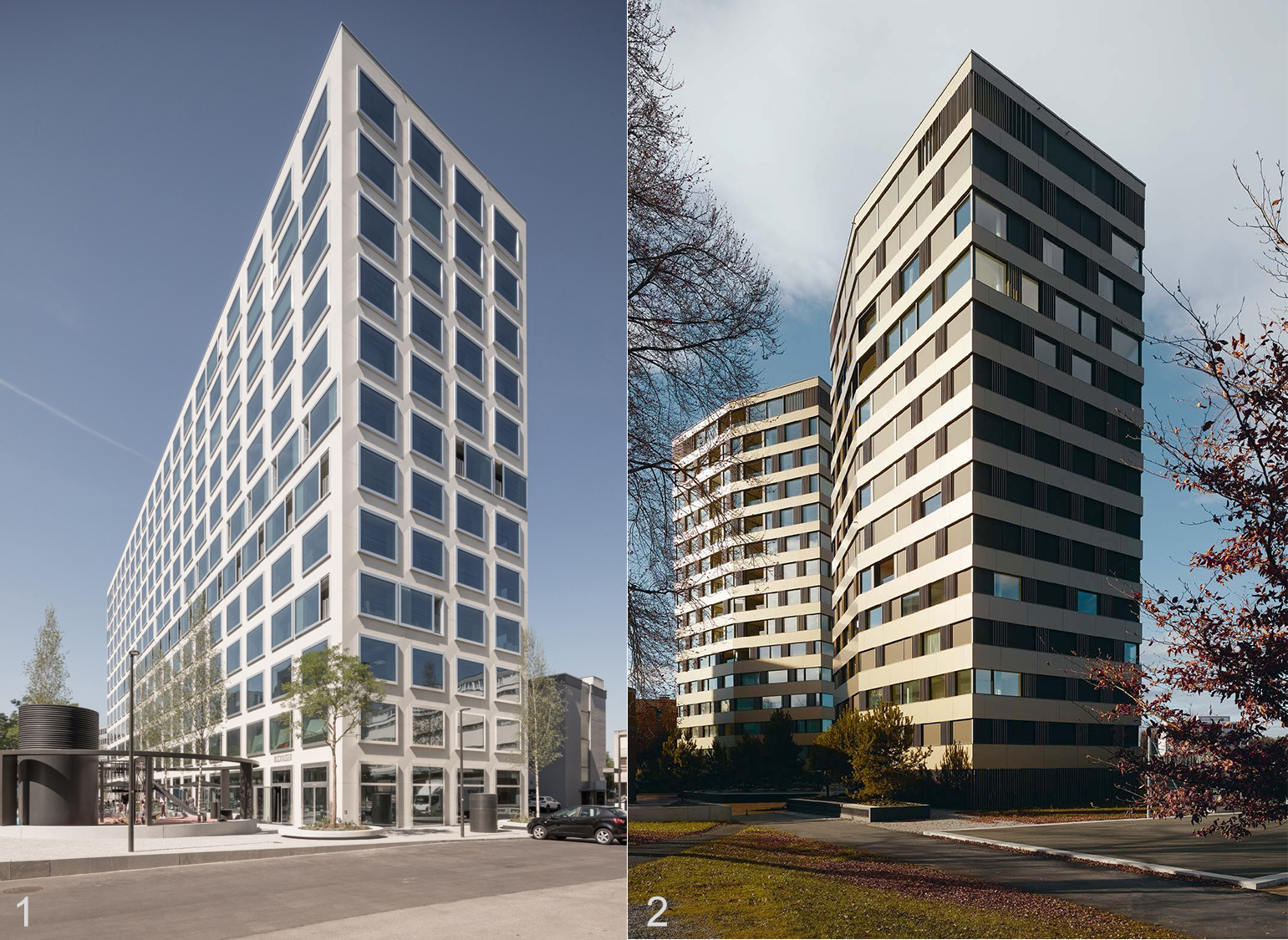 obr.1:  Architekt: E2A / Piet Eckert und Wim Eckert Architekten, Zürich,     obr.2:  Architekt: CSL Partner Architekten, Zug