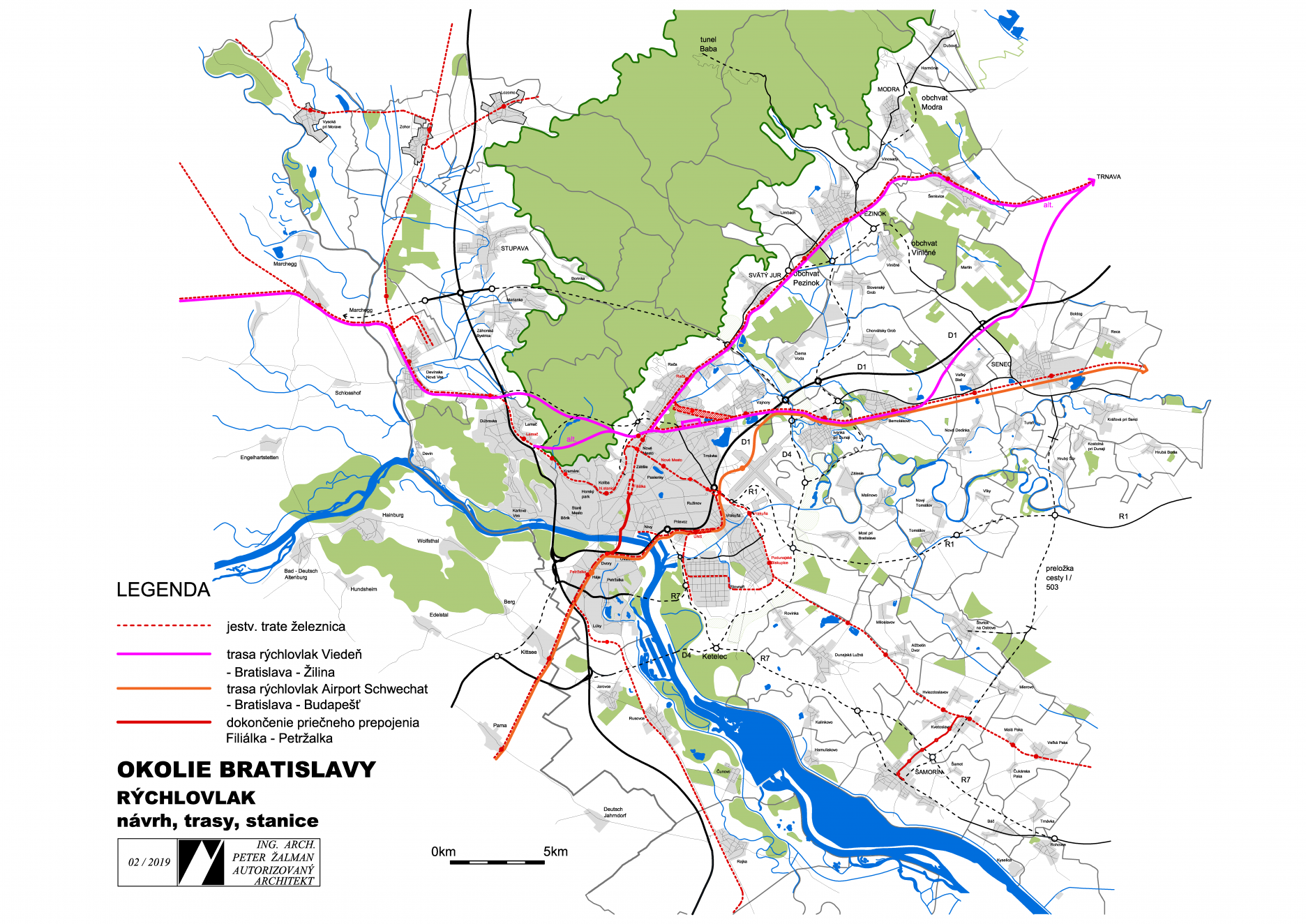 S3: okolie Bratislavy -  návrhy, trasy, stanice (rýchlovlak)