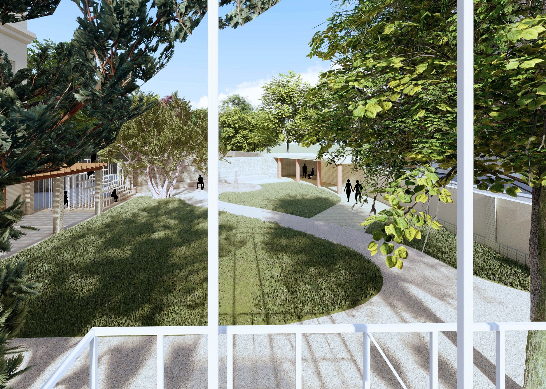 Pohľad z vyhliadkovej veže, smerom do záhrady UPM