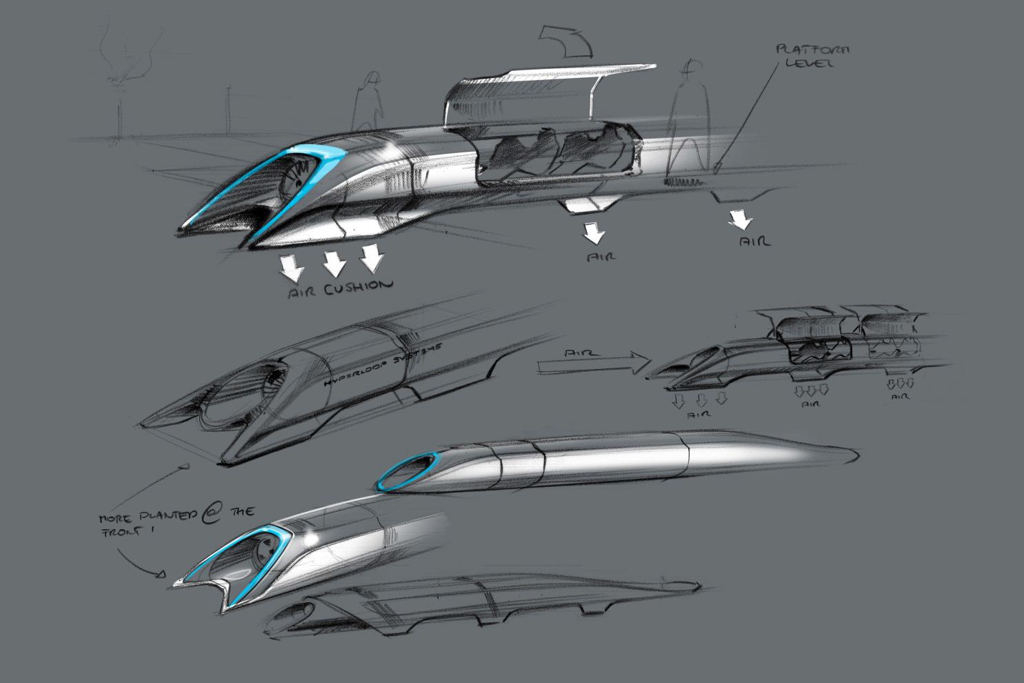 Škice základného koneptu projektu Hyperloop