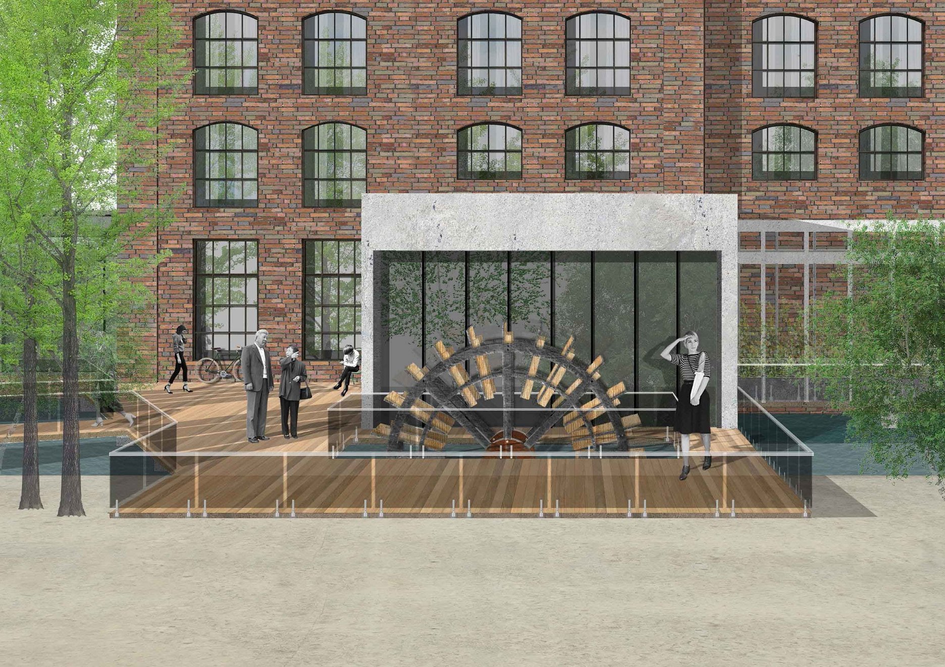 Architektonické riešenie nábrežia Malej Nitry s historickým vodným mlynom