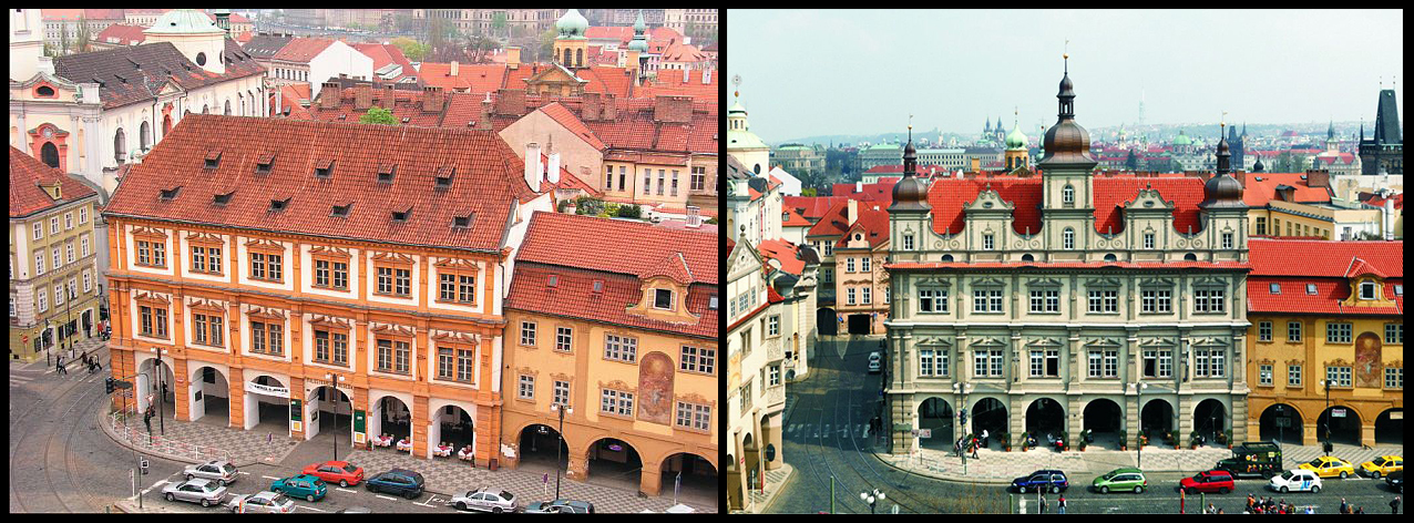 Zleva: Malostranská beseda před a po rekonstrukci