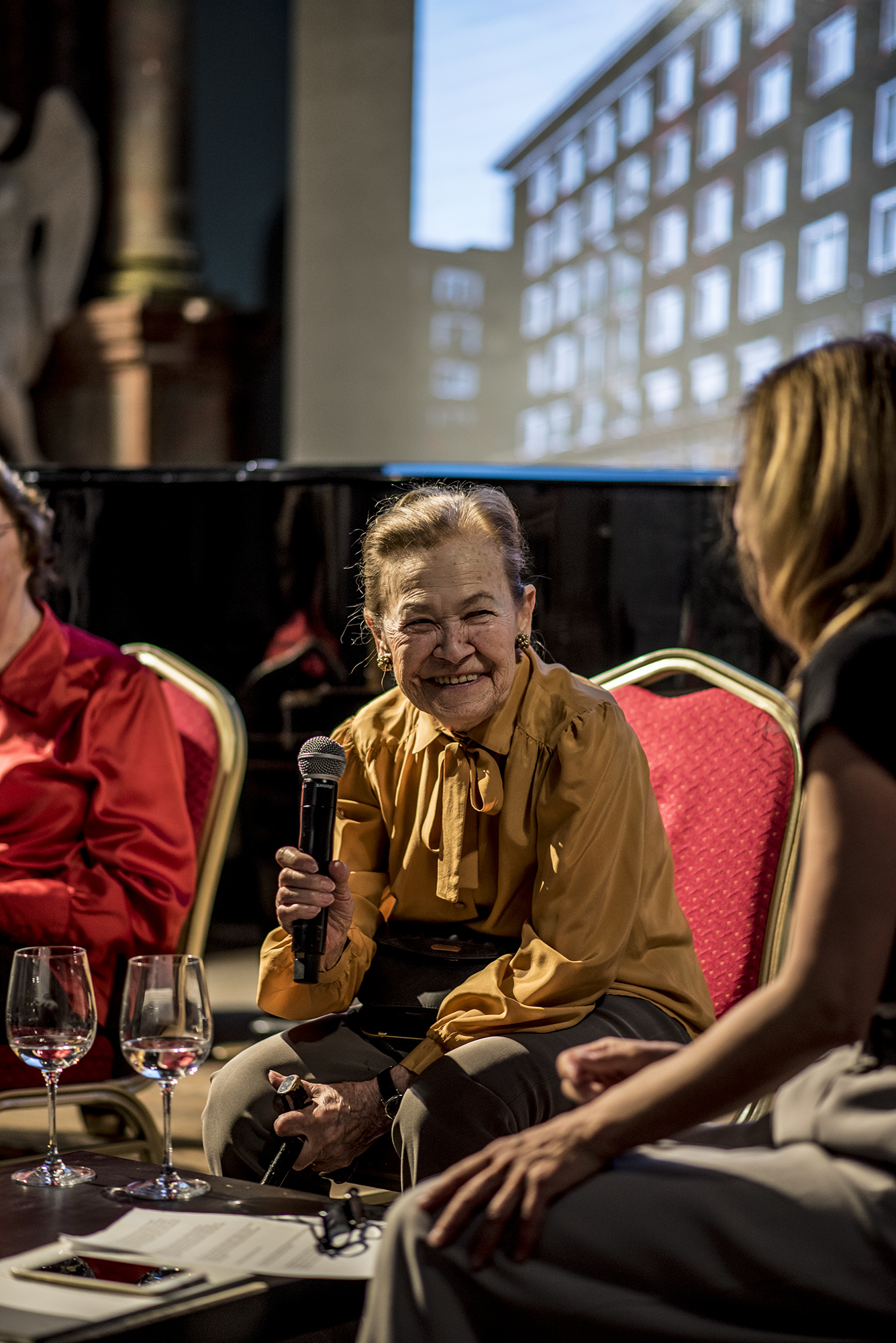 Mária Krukovská počas diskusie v rámci formátu Ego, Klarisky, Bratislava, máj 2017