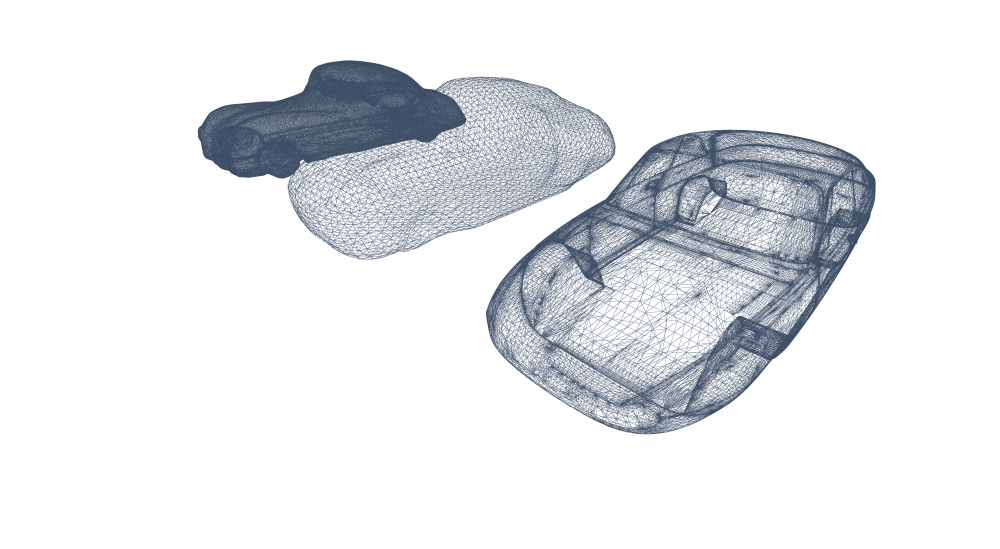 Drôtené modely pri hybridizovaní 3D objektu Tatra 603X Coupé