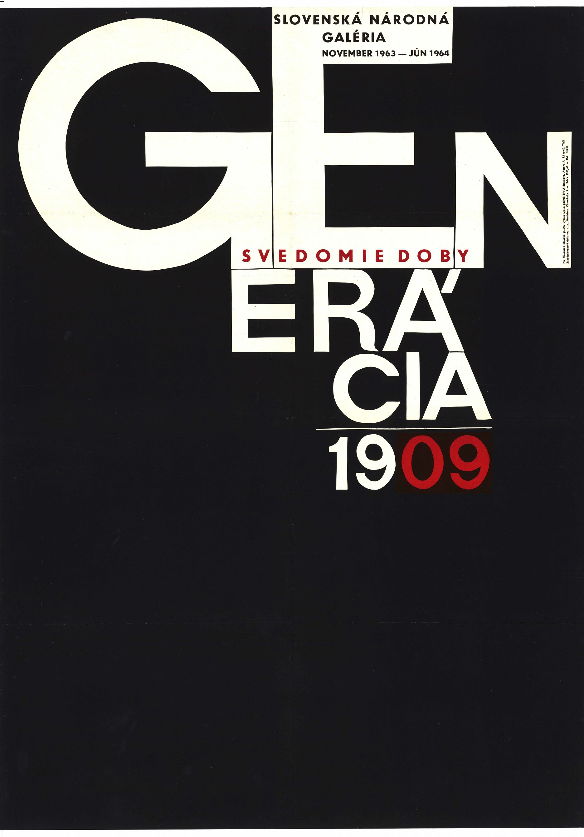 Alojz Riškovič: Plagát k výstave Generácia 1909 – Svedomie doby. 1963.