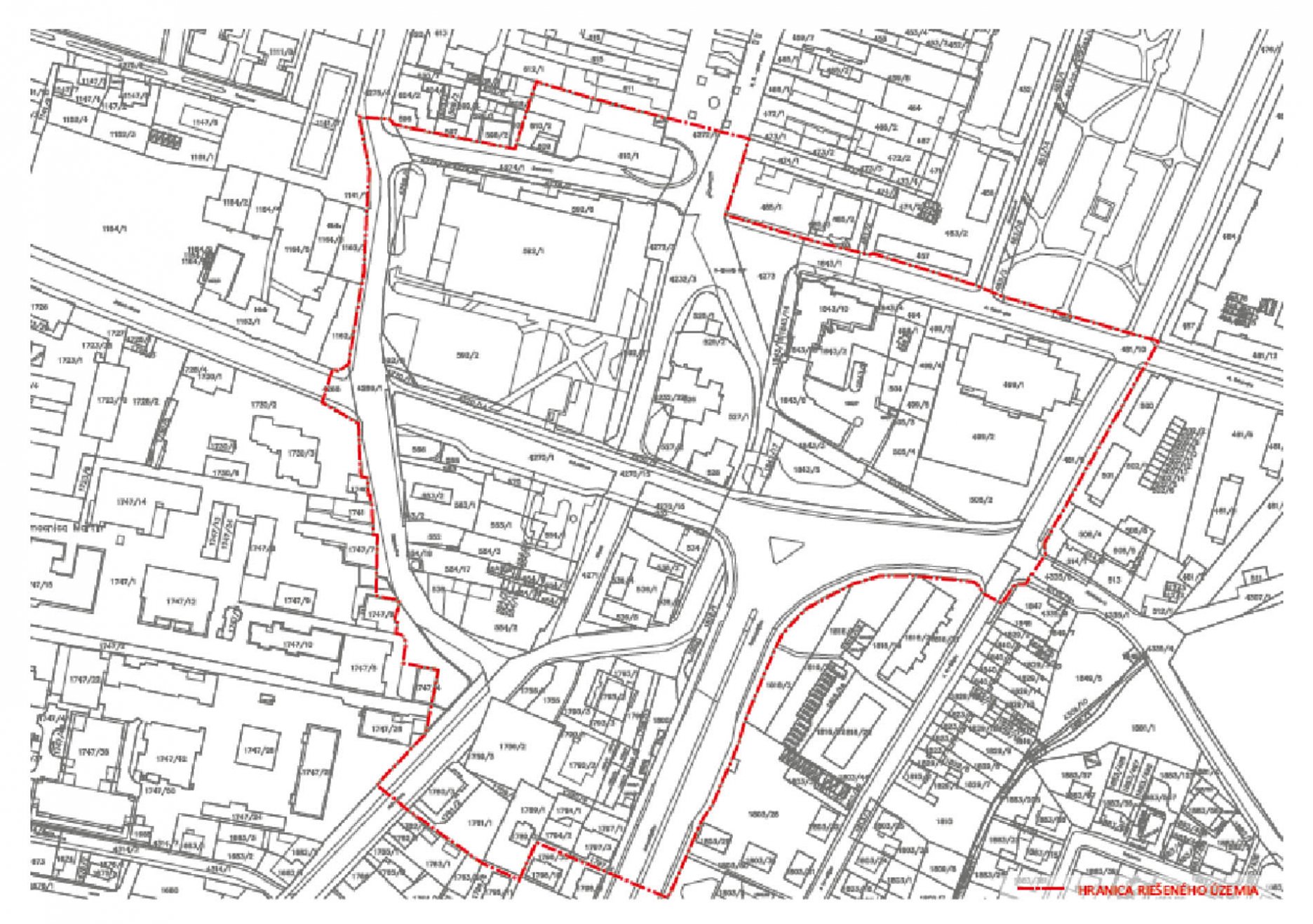 Katastrálna mapa a hranice riešeného územia