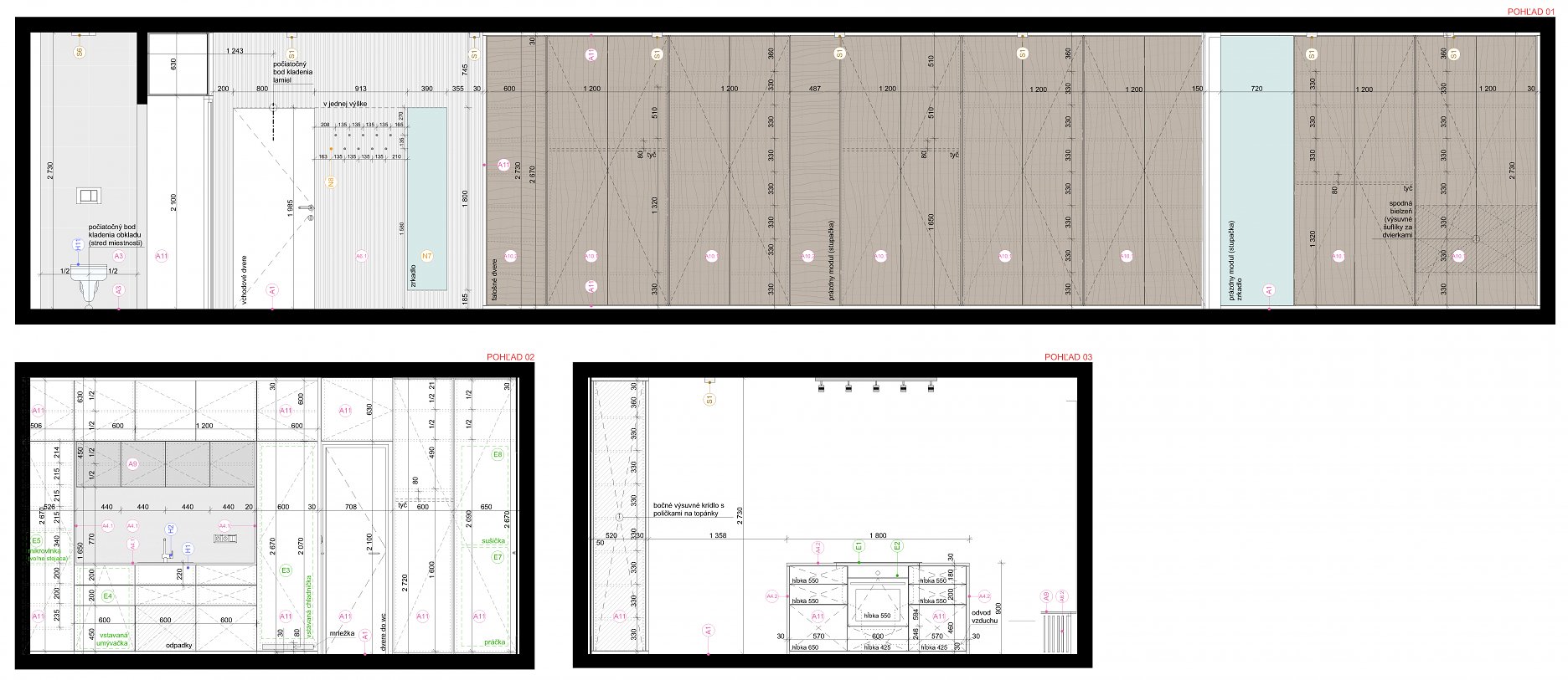 Projekt interiéru - pohľad 1, 2, 3