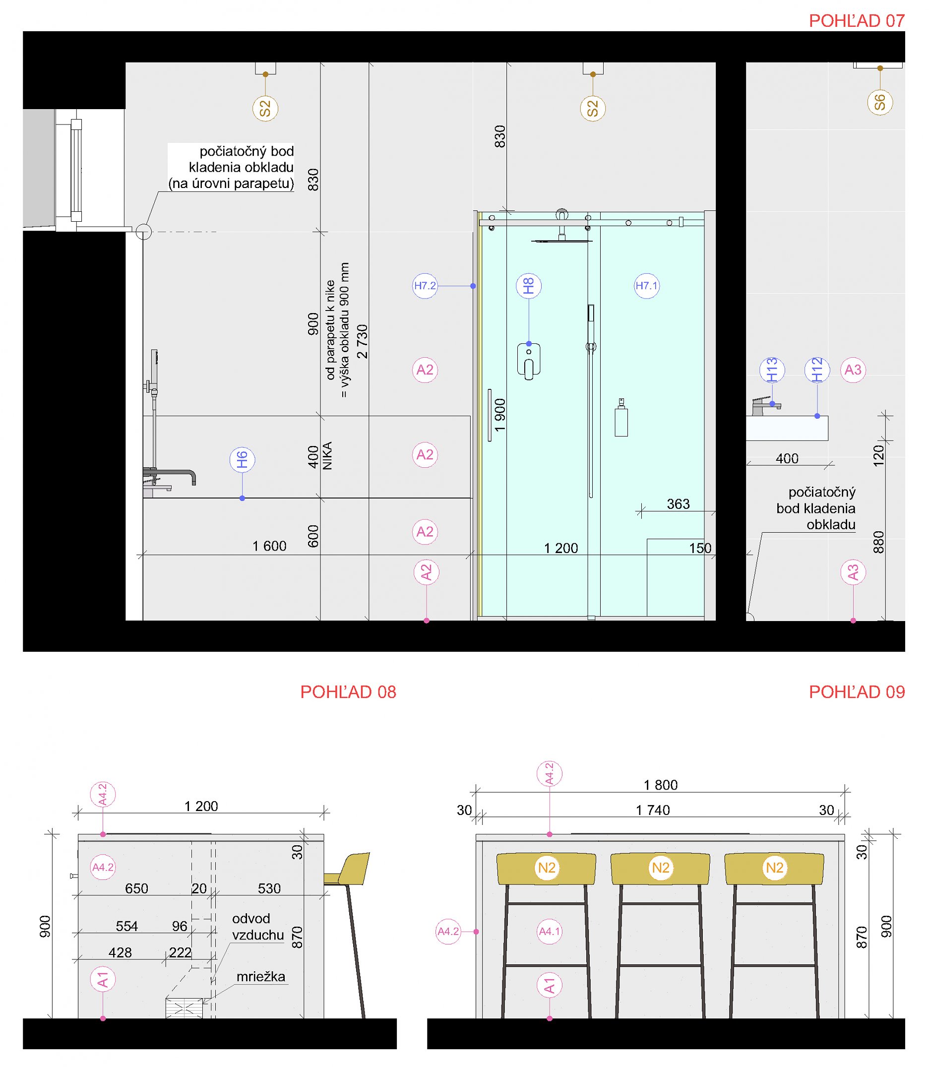 Projekt interiéru - pohľad 7, 8, 9