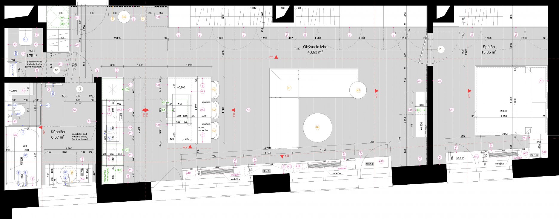 Projekt interiéru - pôdorys
