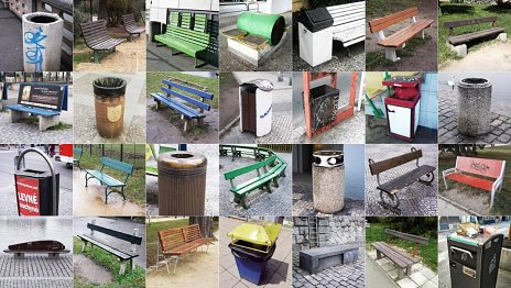 Nový pražský mobiliár: lavičky, odpadkové koše, stojany na bicykle