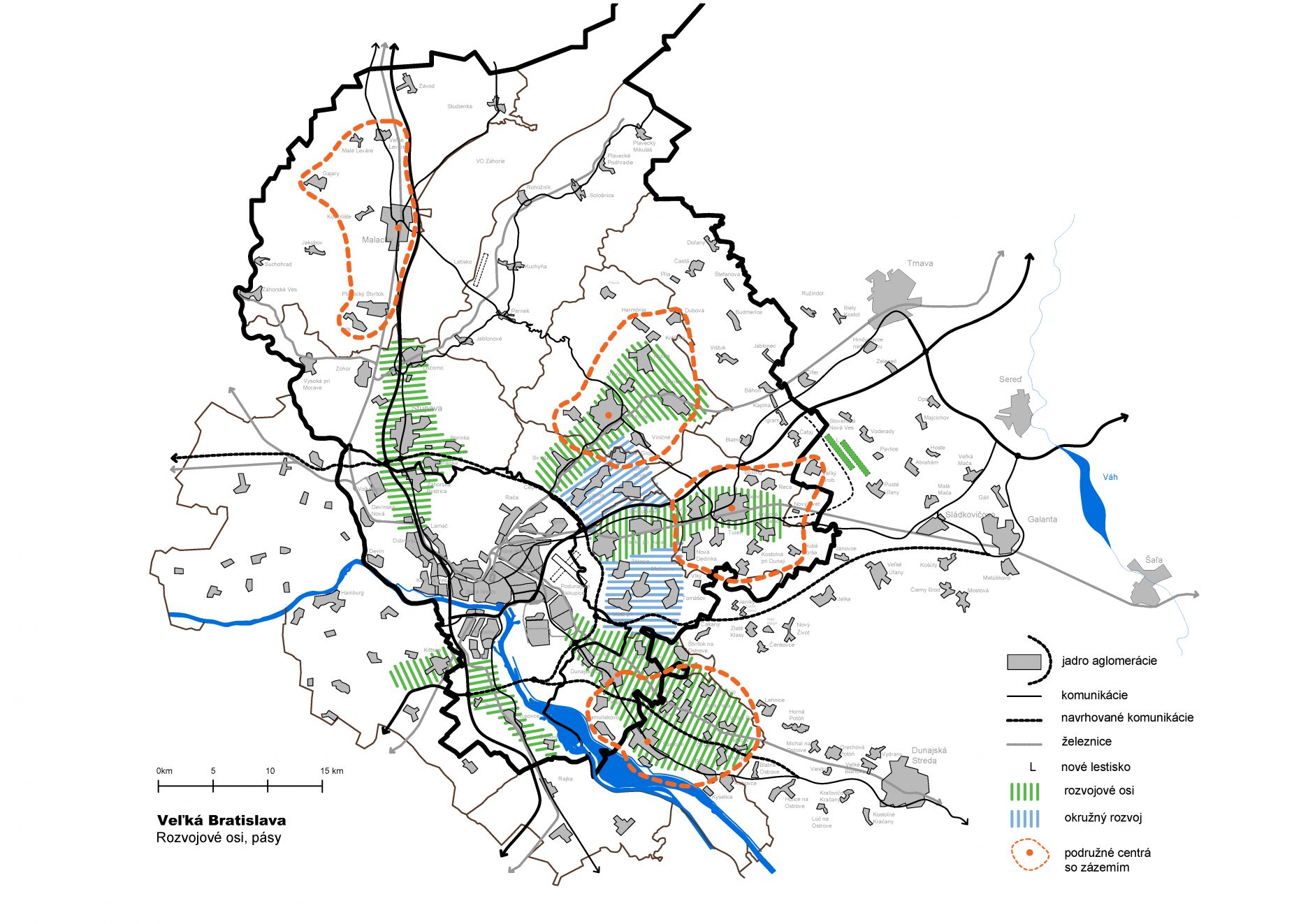 6. Veľká Bratislava -  širšie okolie, rozvojové osi a pásy