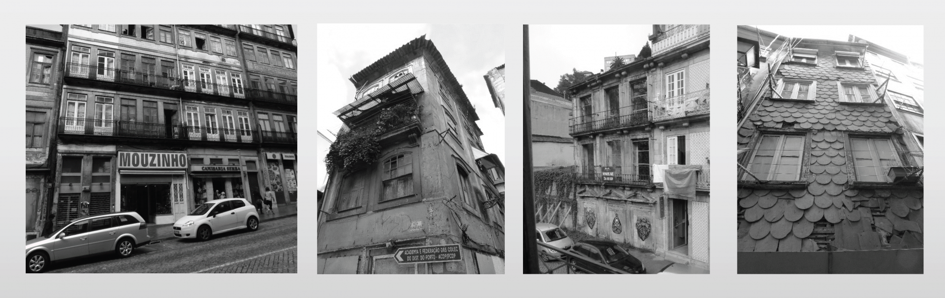 Analógia - opustené budovy v meste Porto