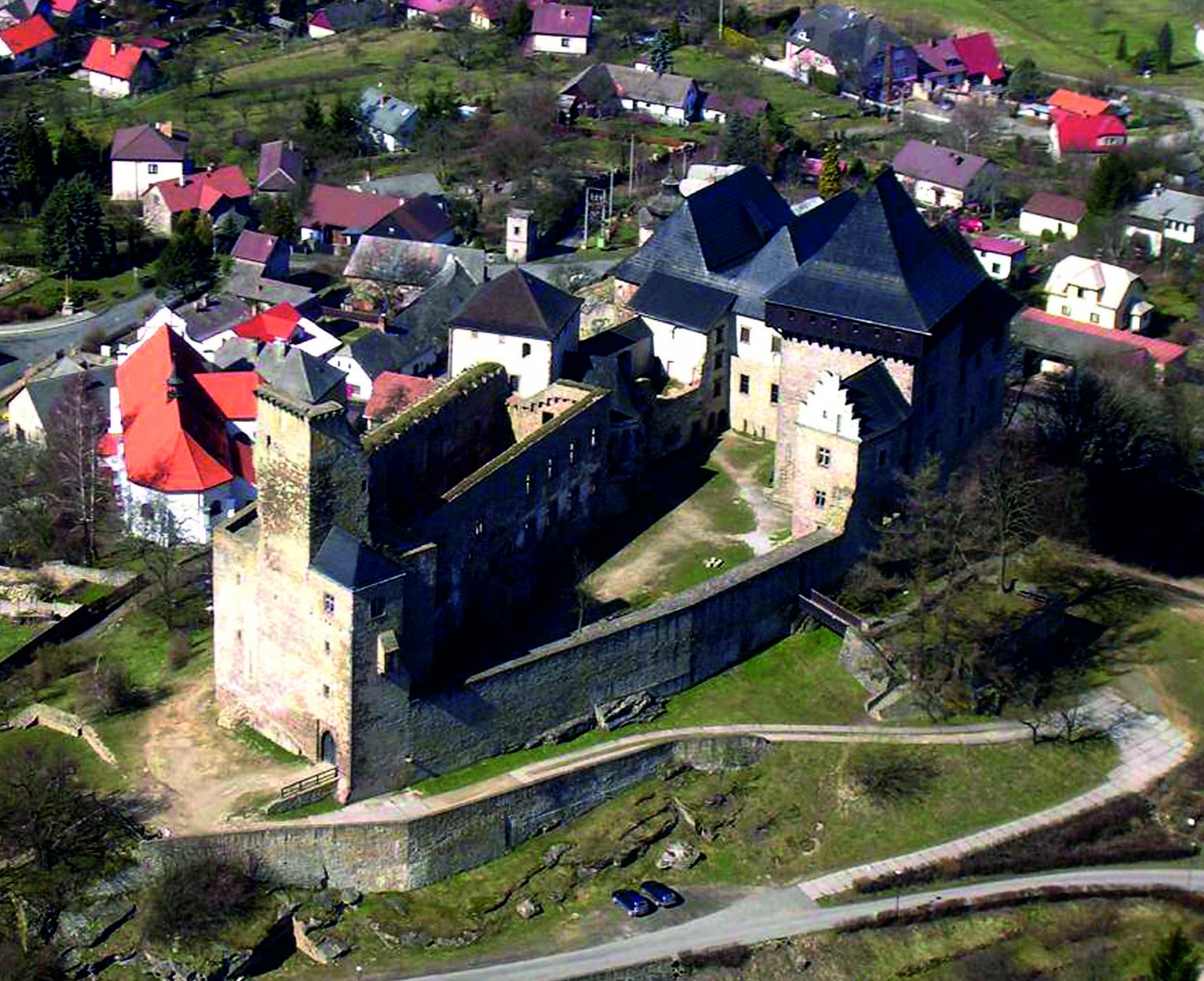 Letecká snímka hradu