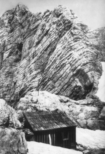 Útulňa Dachsteinwartehütte v 30. rokoch minulého storočia