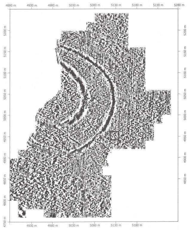 Výsledky geomagnetického prieskumu ručným prístrojom (Falkenstein – Bátora – Eitel – Rassmann 2008)
