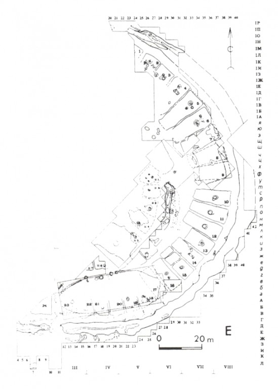Sintašta. Pôdorys opevnenej osady zo staršej doby bronzovej v zauralskej oblasti v Rusku (Lichardus –Vladár 1996)