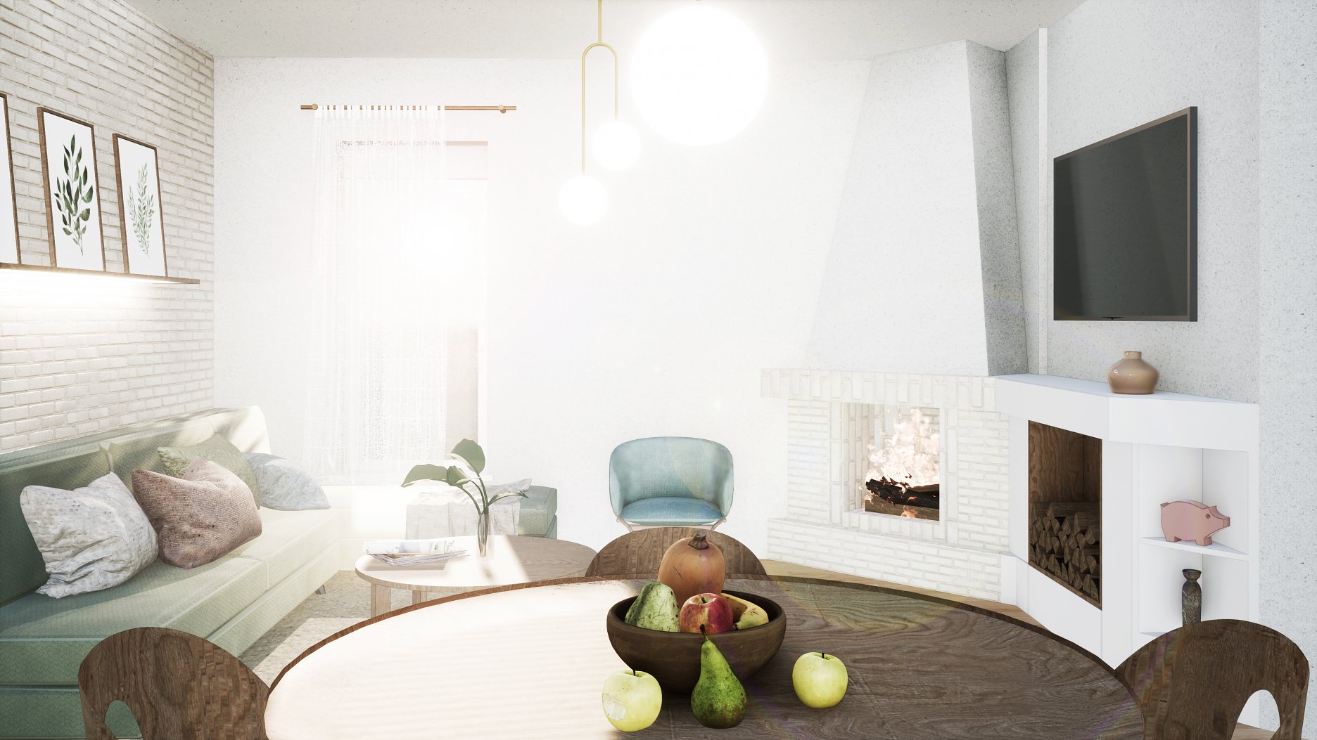 Vizualizácia - obývacia časť