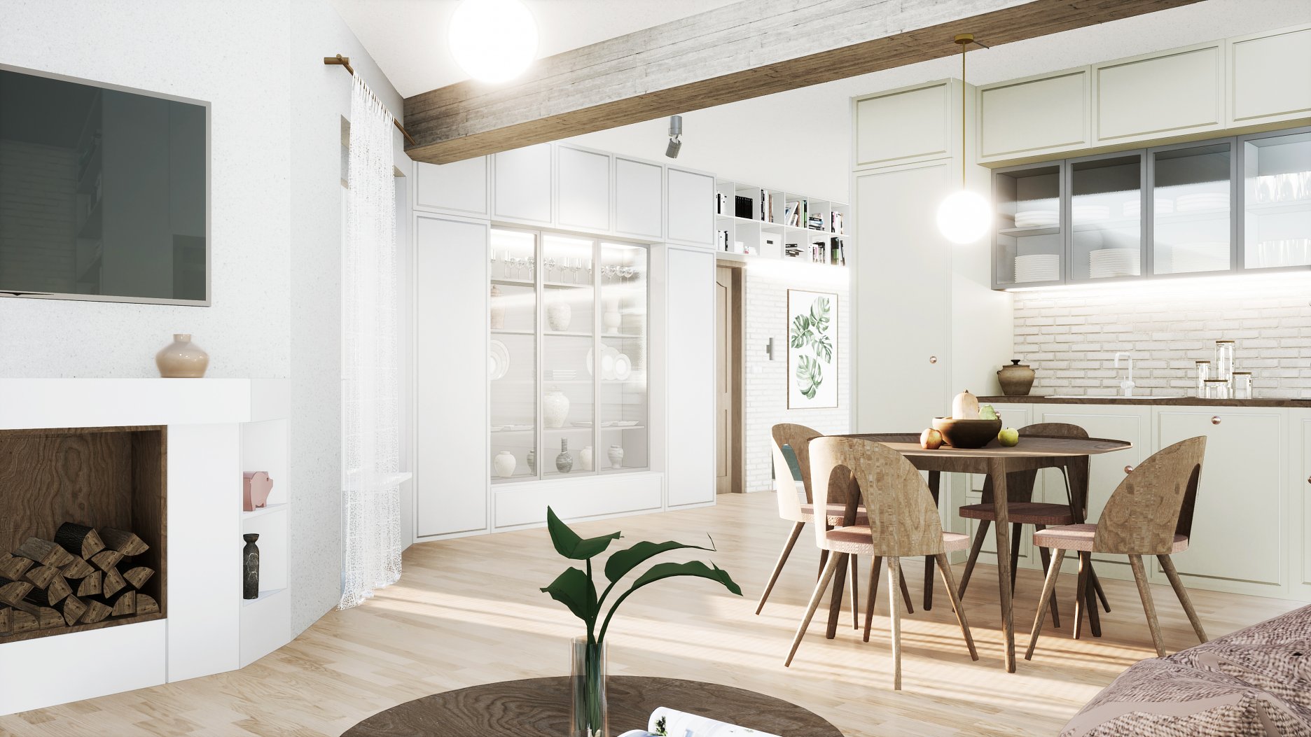 Vizualizácia - cez jedáleň do chodby