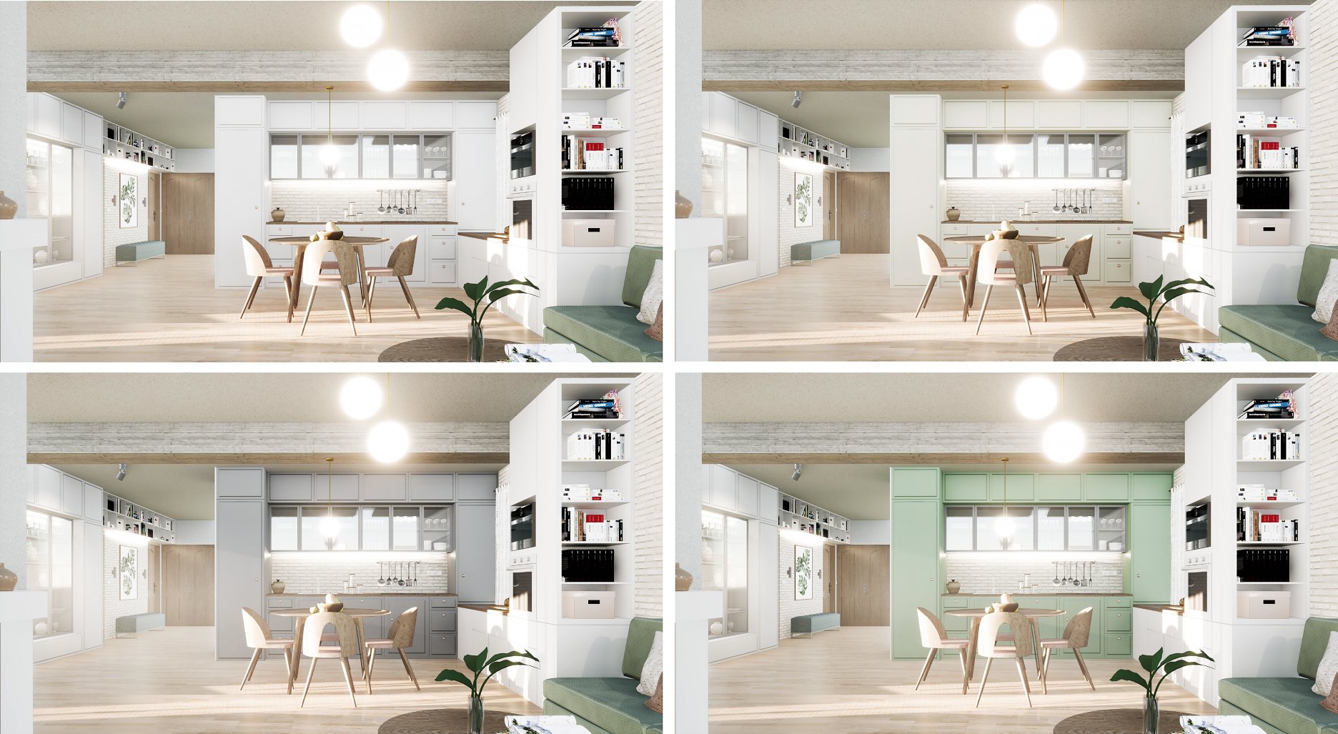 Vizualizácia - kuchyňa (farebné variácie)