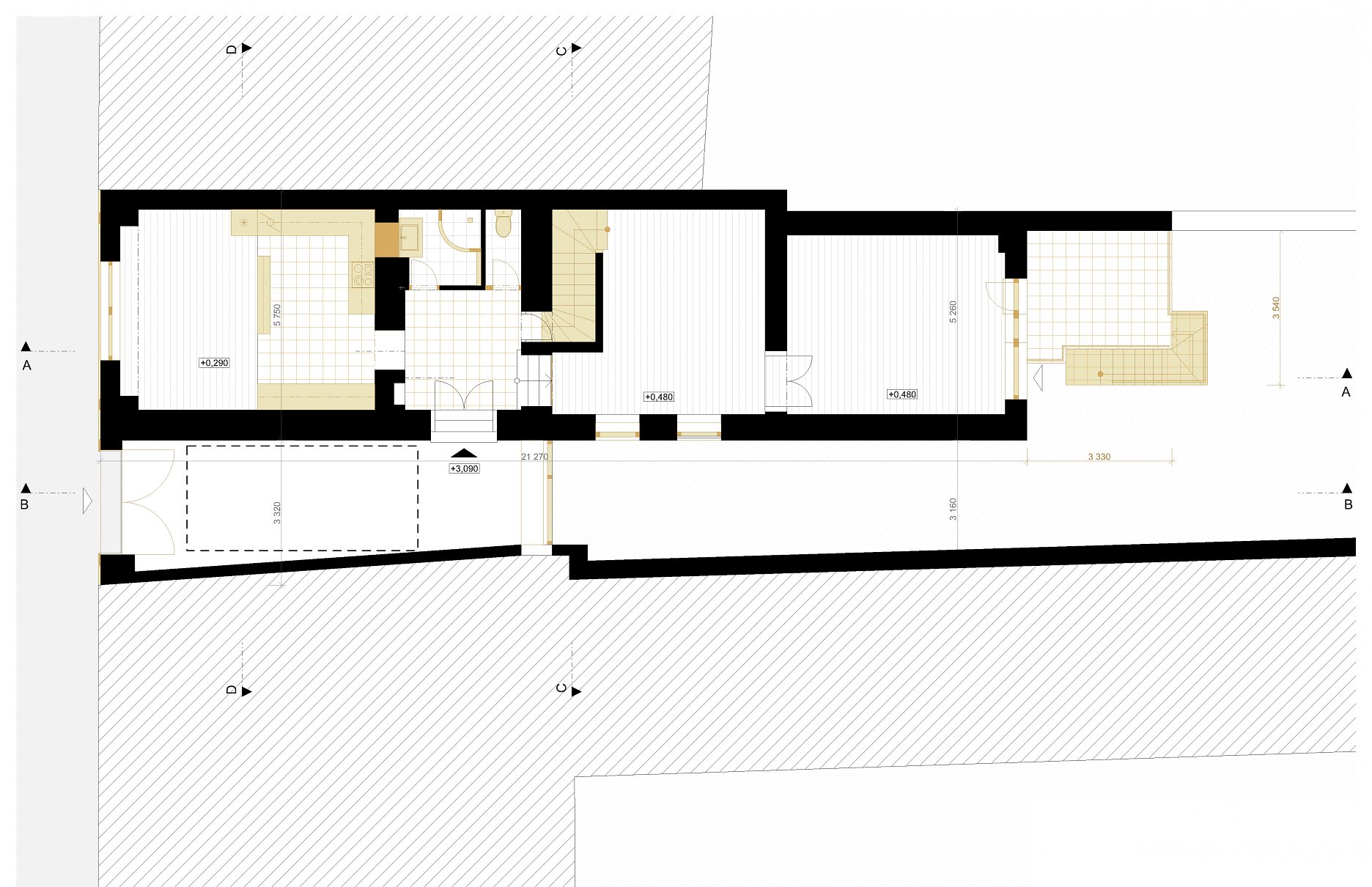 1.NP - odstránené konštrukcie