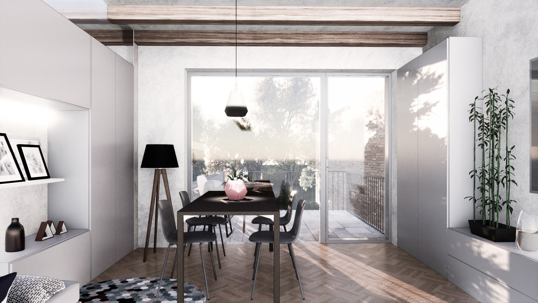 Vizualizácia - z obývacej izby do záhrady