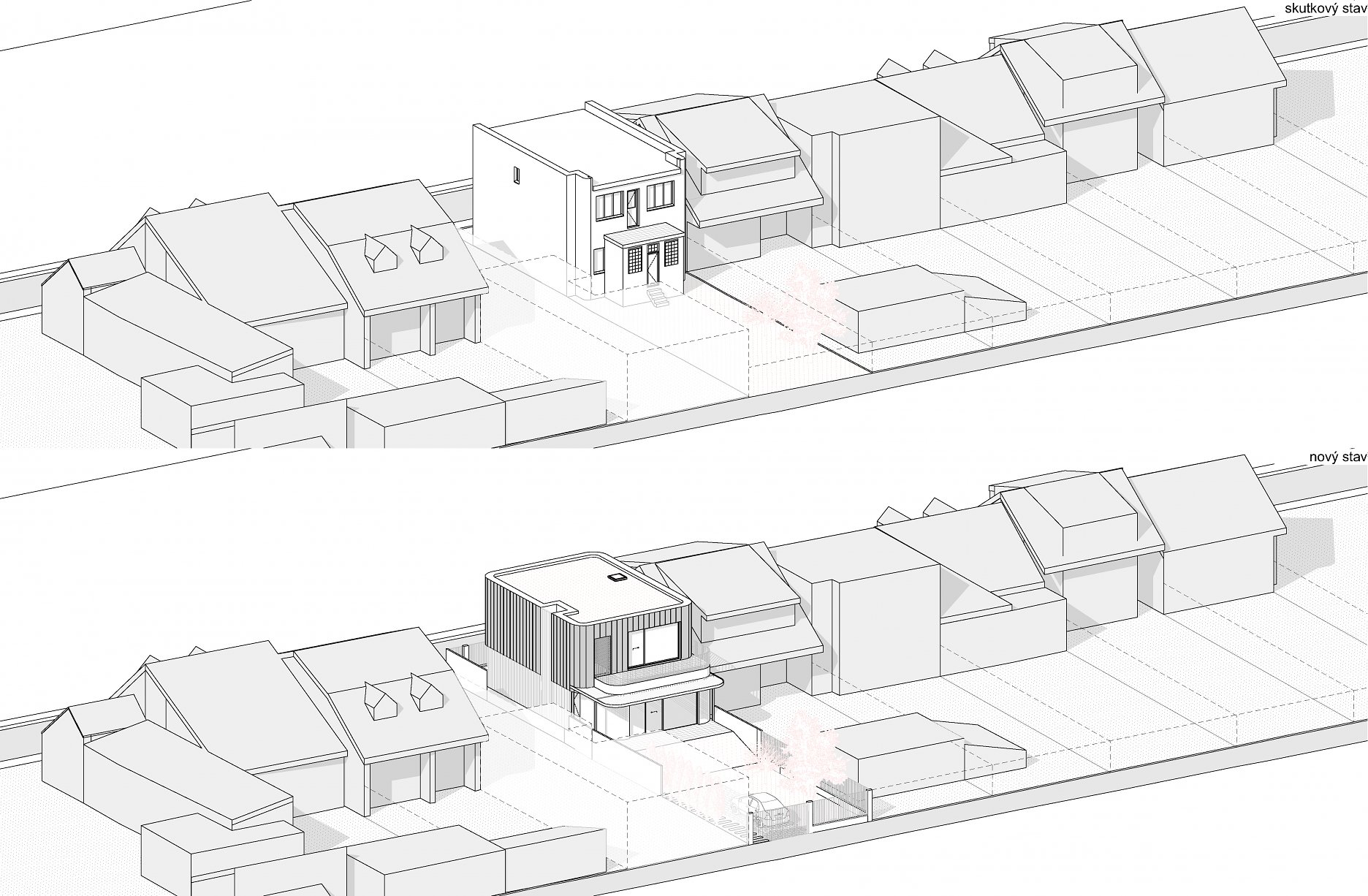 Axonometria zástavby od záhrad