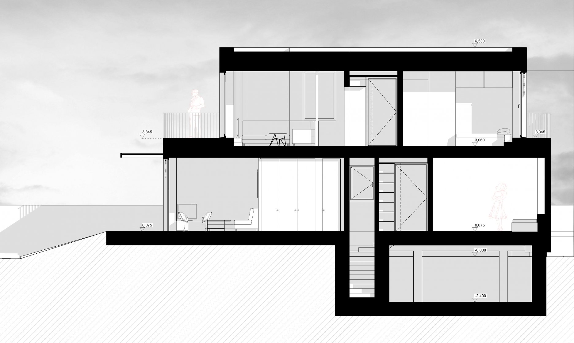 Pozdĺžny rez A-A´