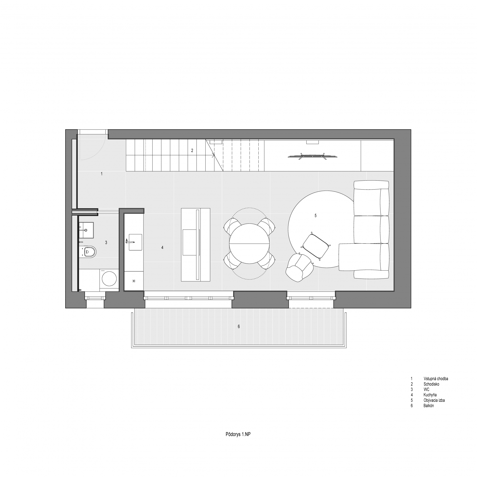 Pôdorys 1. NP