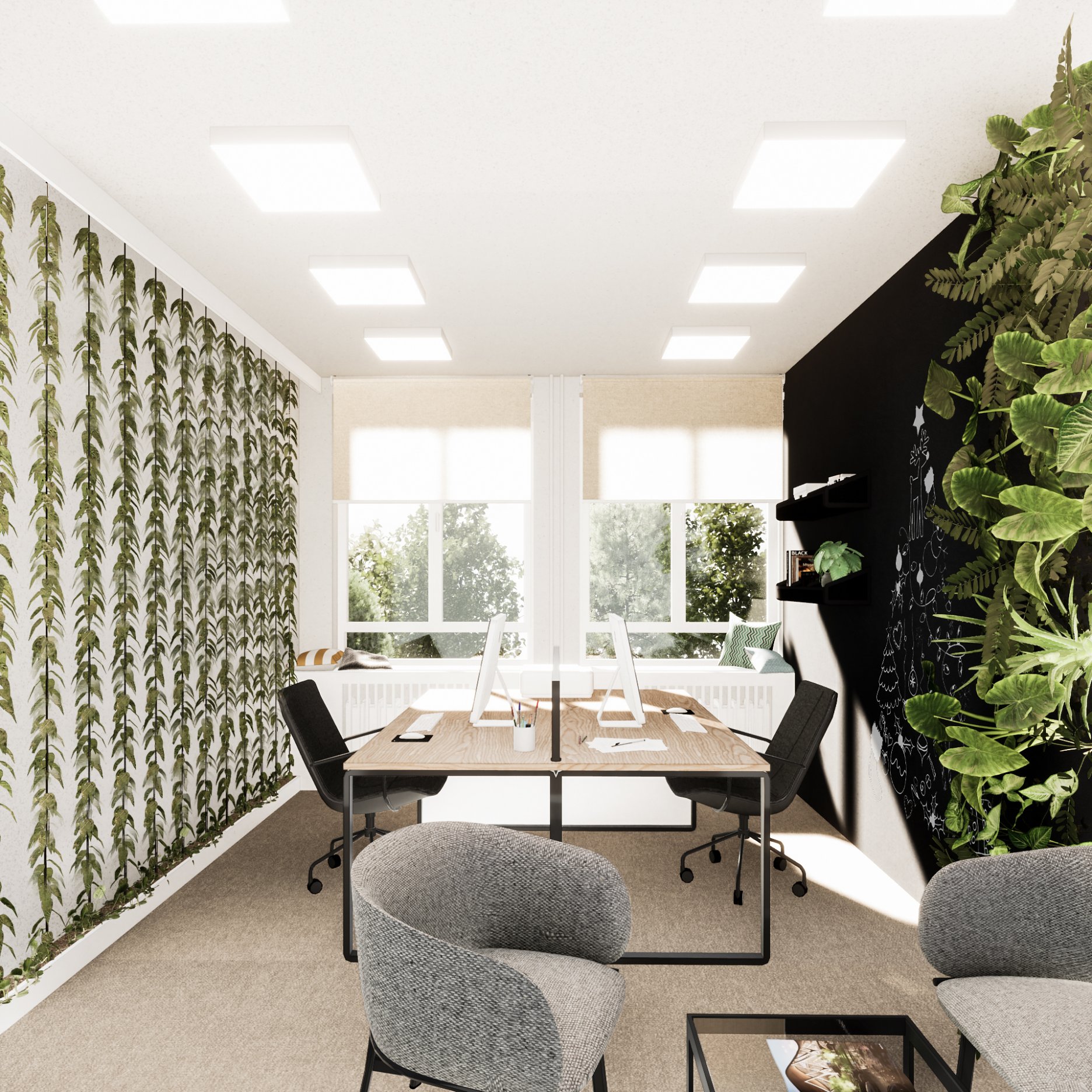 Vizualizácia - kancelária vedúcich, pracovná zóna